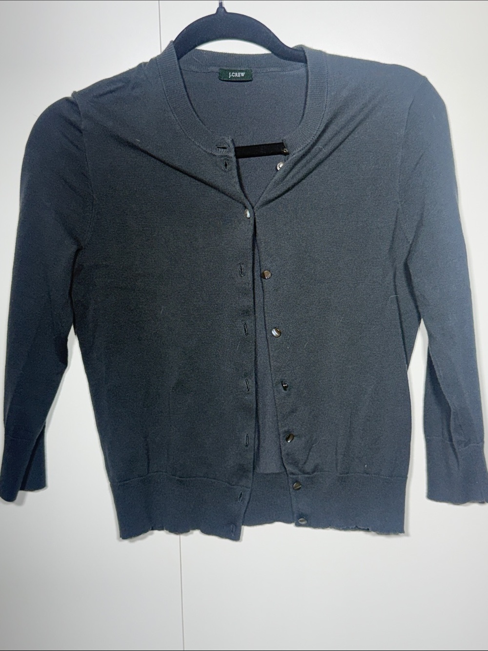 J. Crew Dark Navy Button-Up Crewneck Cardigan